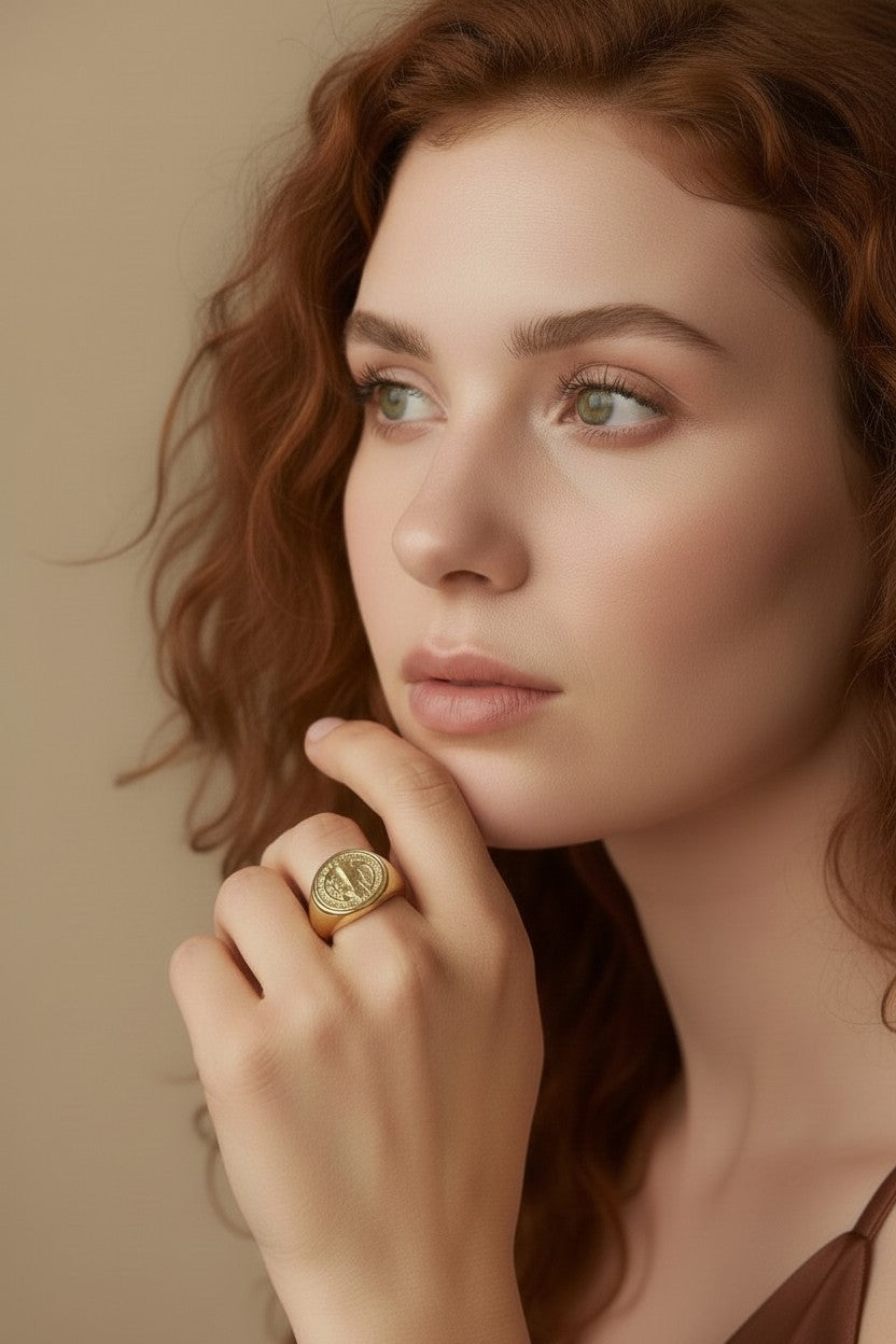 Saint Benedict Signet Ring - Religious Statement Ring for Men & Women