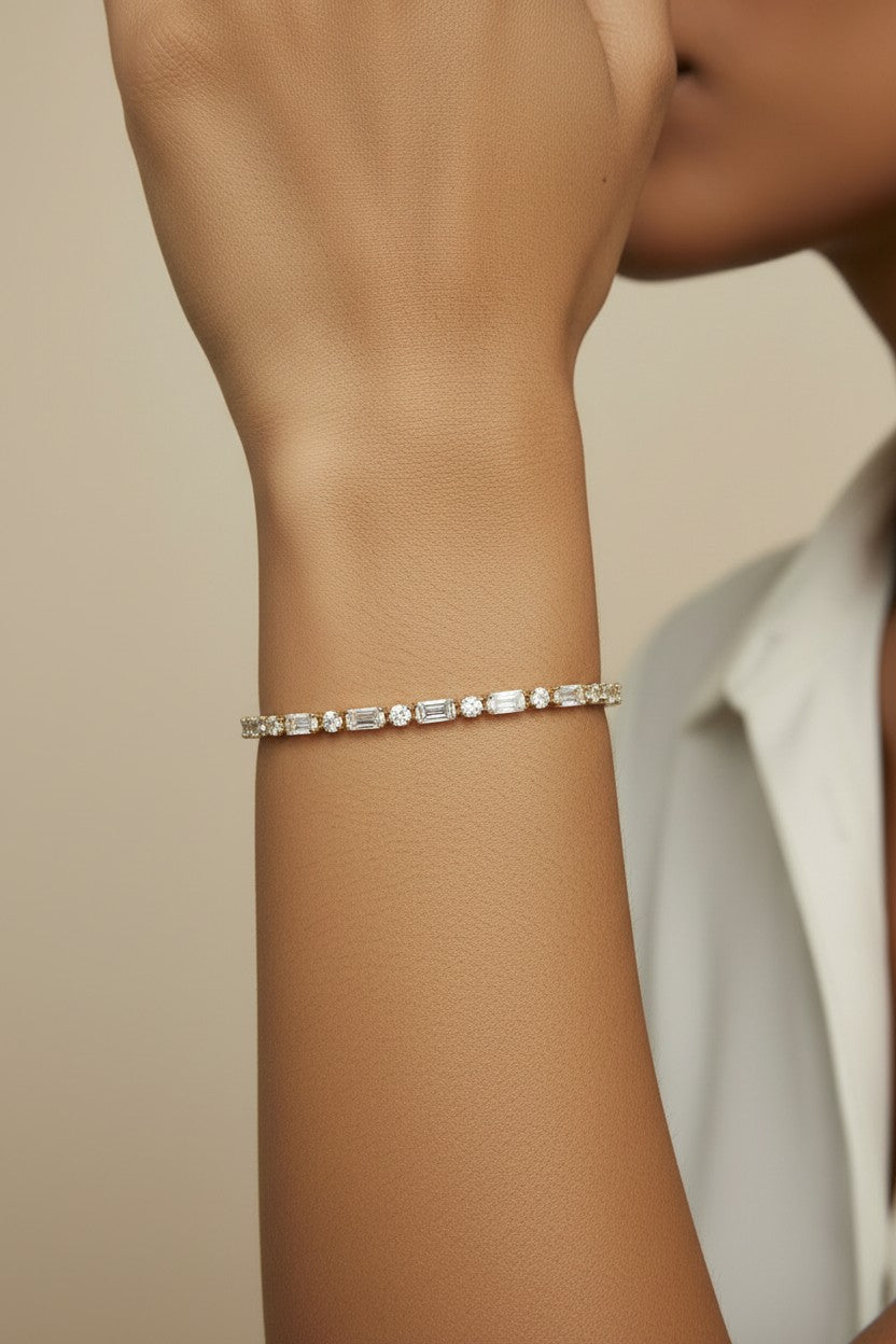 ✨ 18k Gold Filled Mixed Cut CZ Tennis Bracelet — The Classic That Does Something More