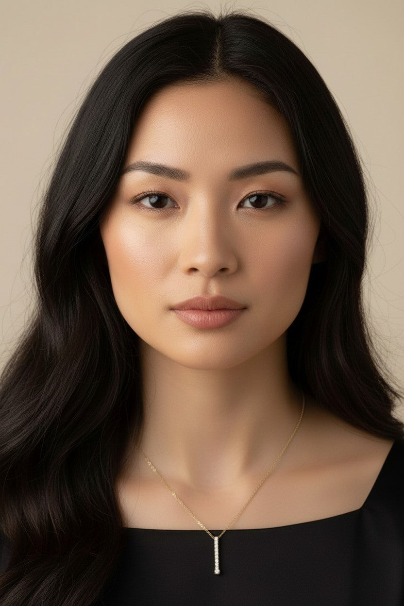 18k Gold Filled Pavé CZ Vertical Bar Drop Necklace — The One That Goes With Everything