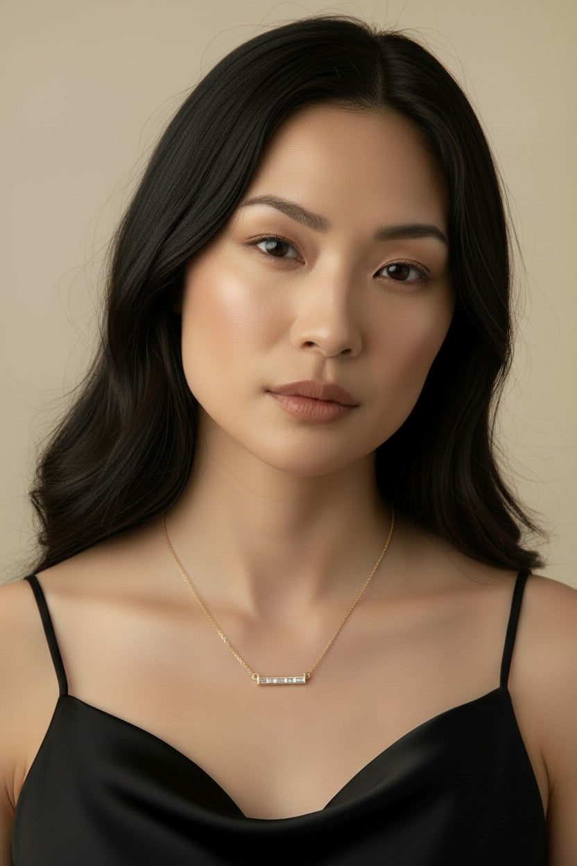 ✨ 18k Gold Filled CZ Bar Necklace — One Sleek Line. Three Brilliant Colors.