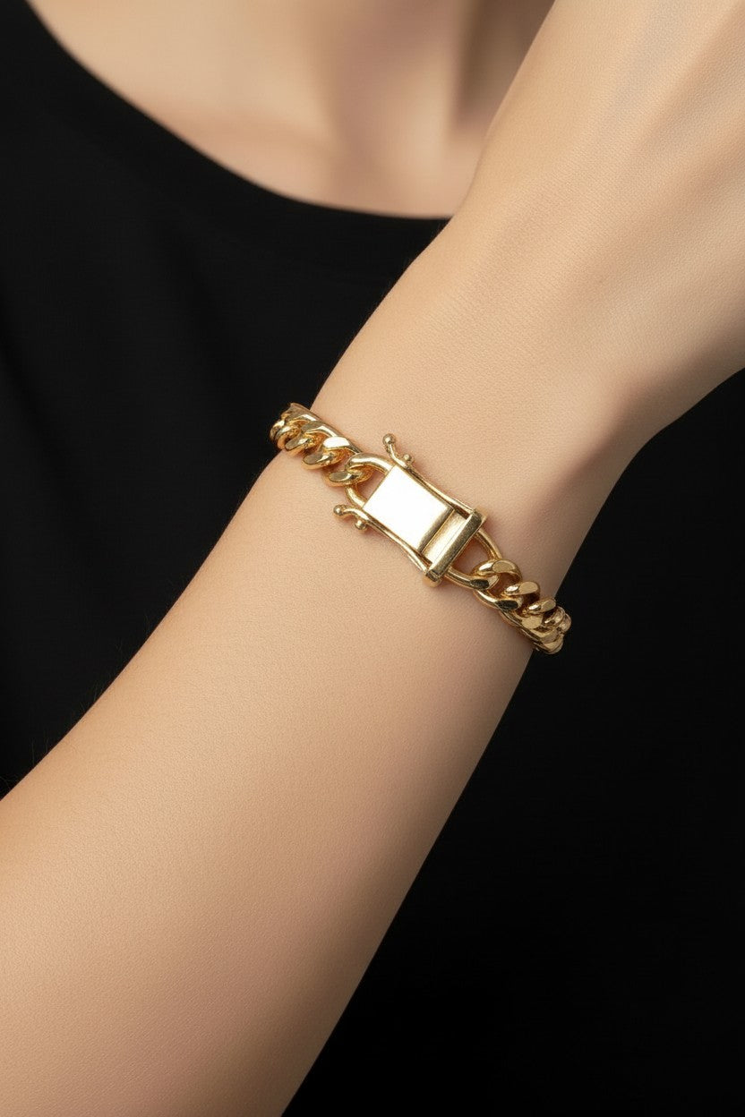 Chunky Cuban Link Bracelet - 7mm Thick Chain with Secure Box Lock