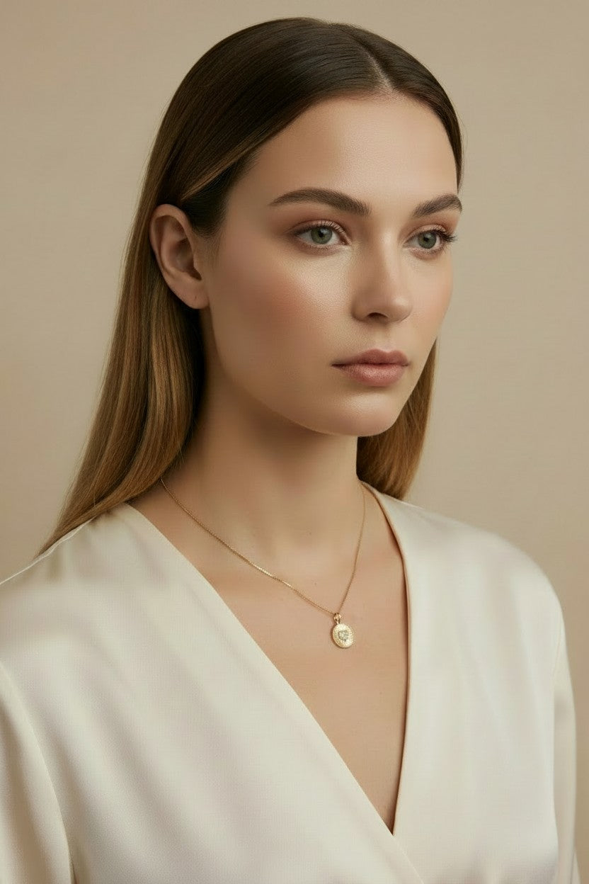 💛 18k Gold Filled Spoke Textured Heart CZ Pendant — A Heart Surrounded by Light.