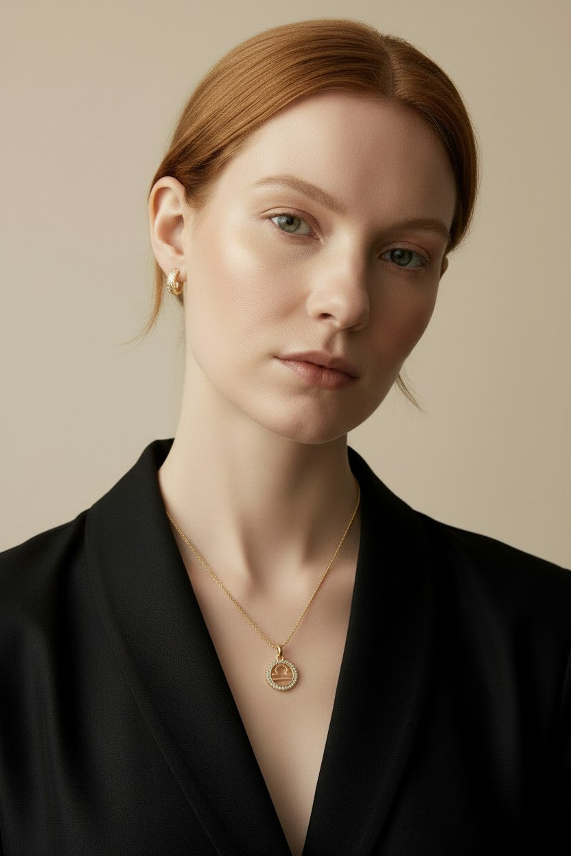 ♎ 18k Gold Filled Libra Zodiac Pendant — Balance, Beauty, and the Sign That Deserves Both in Gold.