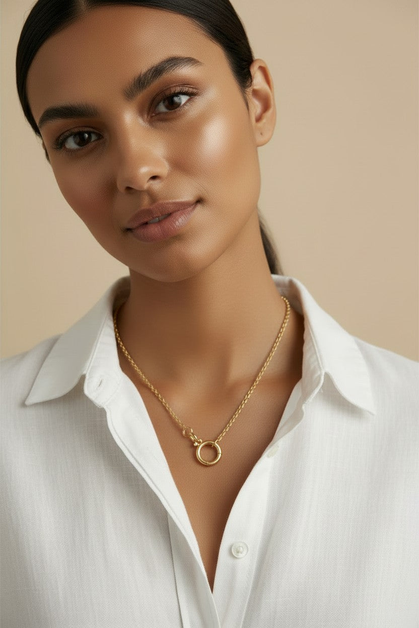 ✨ 18k Gold Filled Rolo Chain Necklace with Clicker Clasp — The Hardware Is the Statement