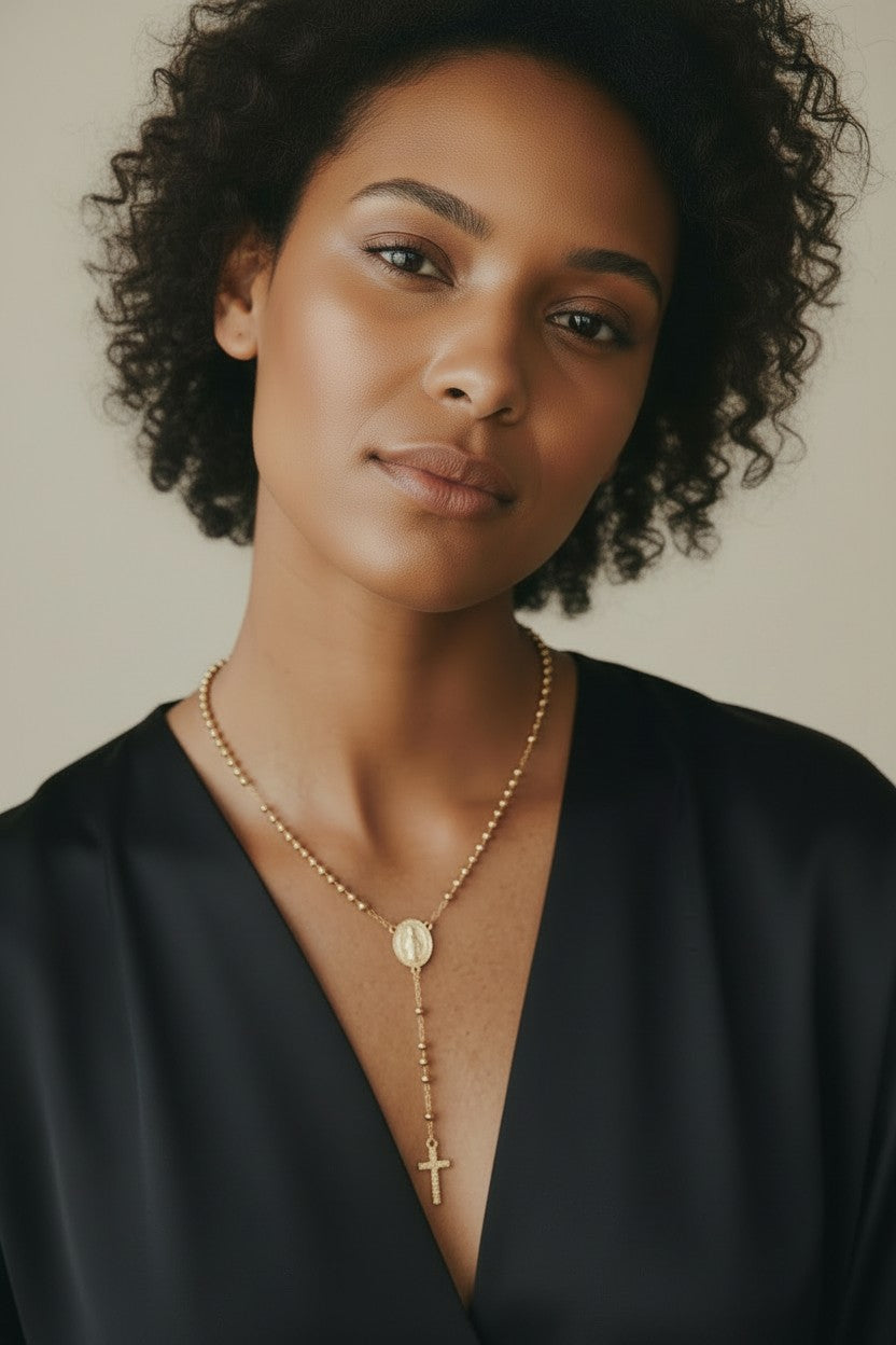 🙏 18k Gold Filled CZ Rosary Necklace — Faith Worn Beautifully. Every Single Day.