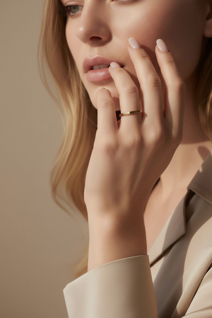 Flat Top Ring for Women - Minimalist Stackable Band Ring