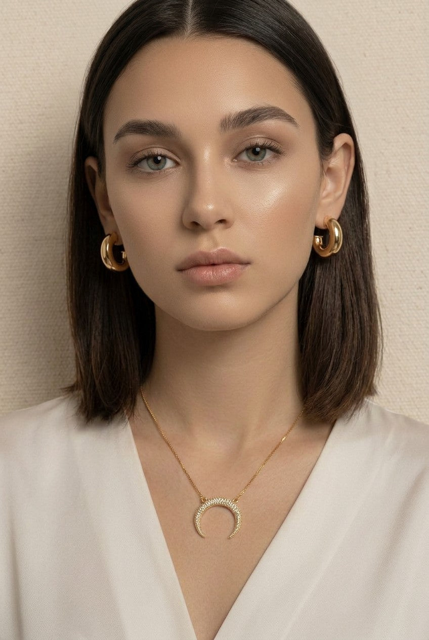 18k Gold Filled Small Hollow Tube Semi Hoop Earrings | A Collection Essential