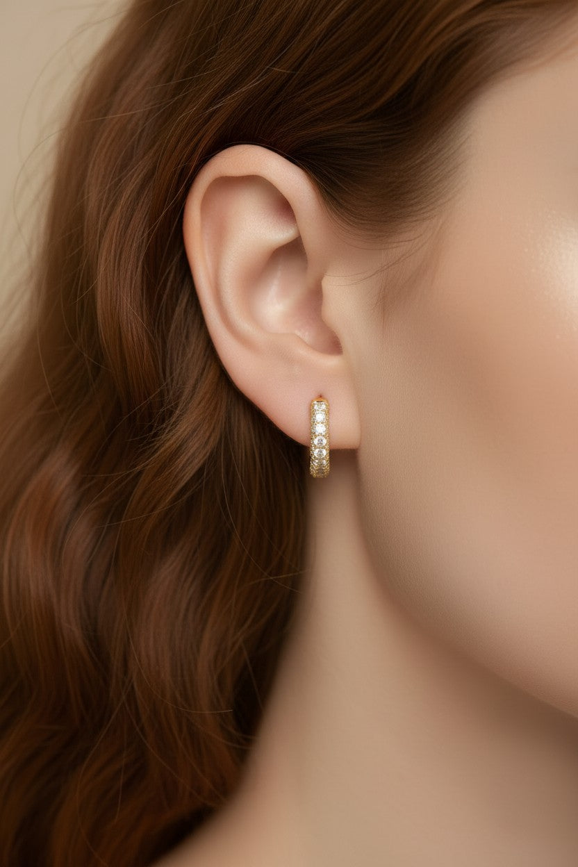 18k Gold Filled Double CZ Hoop Earrings — Inside. Outside. Every Angle. All Sparkle.
