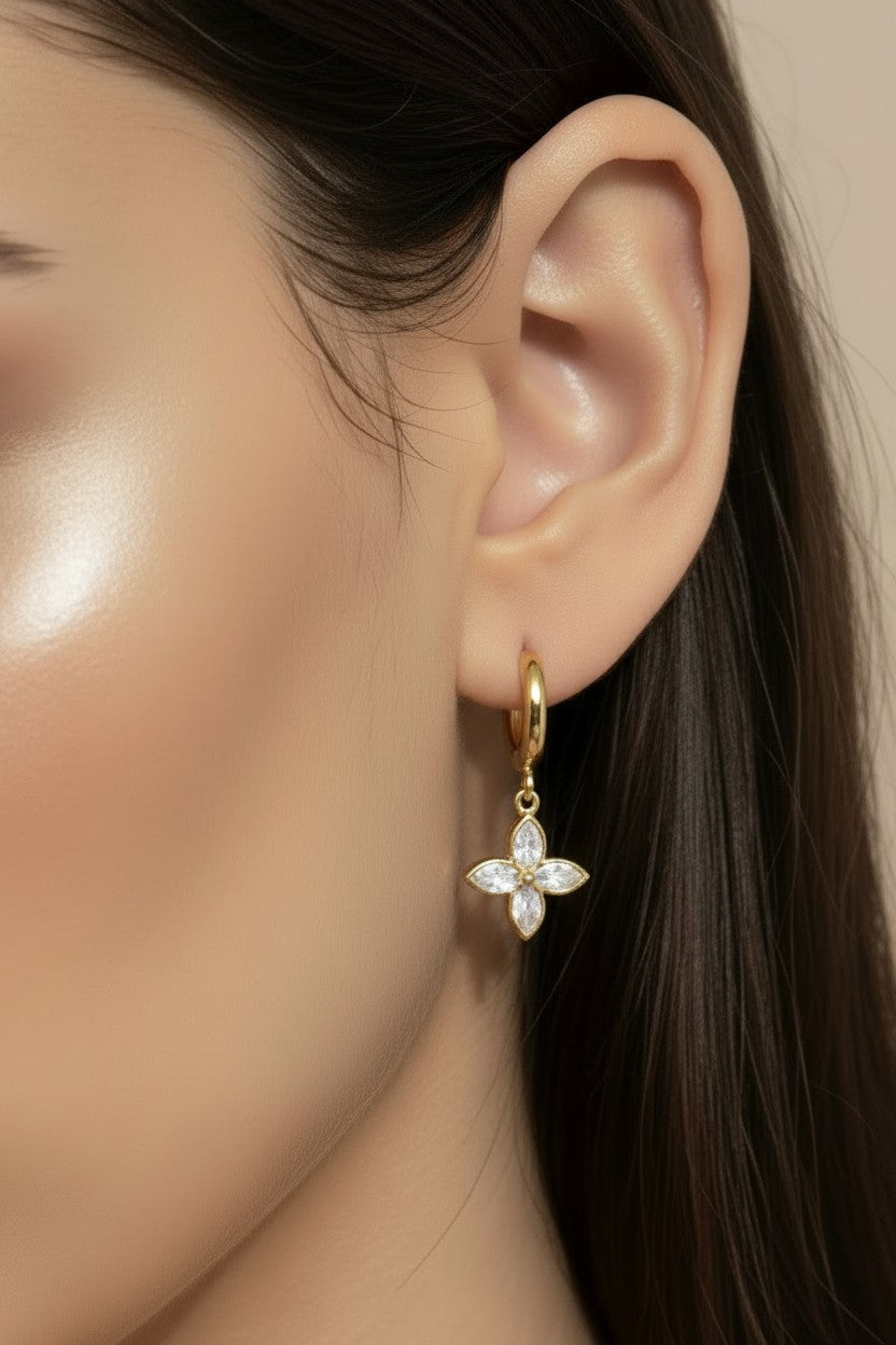 🌸 18k Gold Filled CZ Flower Cluster Hoop Earrings — The Hoop Above. The Bloom Below.