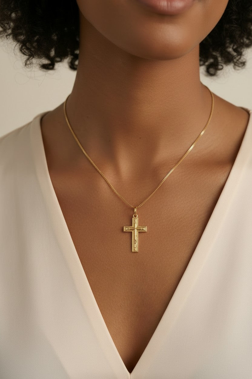 18k Gold Filled Latin Cross Charm — Faith in Gold. Carried Close. Always.