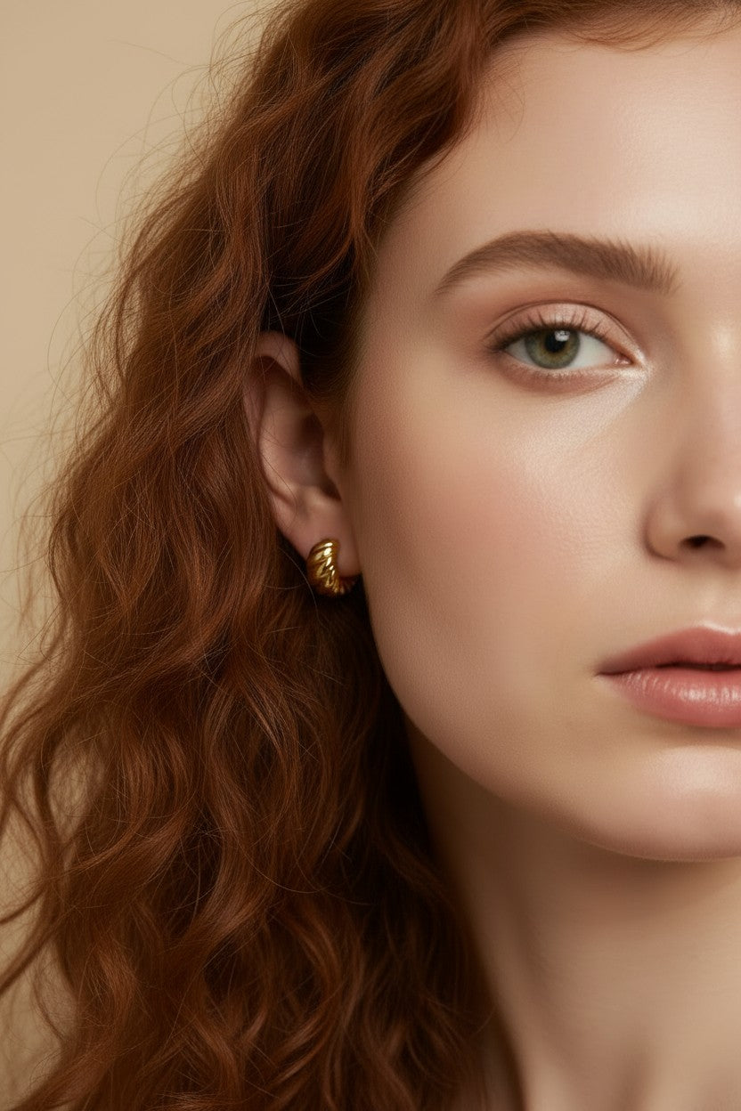 18k Gold Filled Croissant Stud Earrings