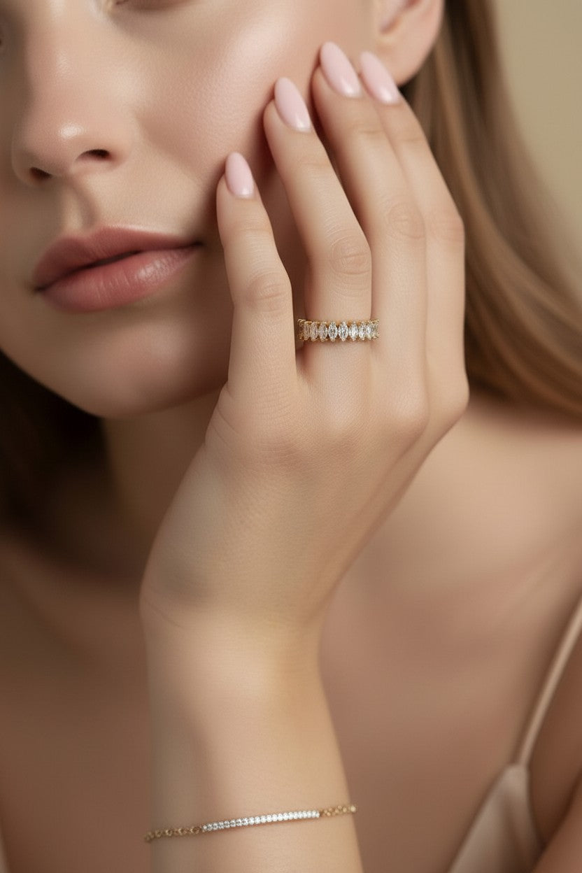 Marquise Eternity Band Ring for Women - CZ Wedding Band