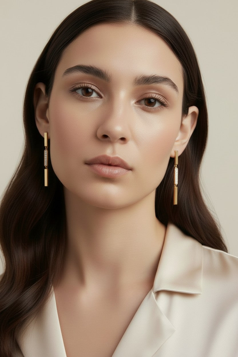 18k Gold Filled Triple Bar Drop Earrings