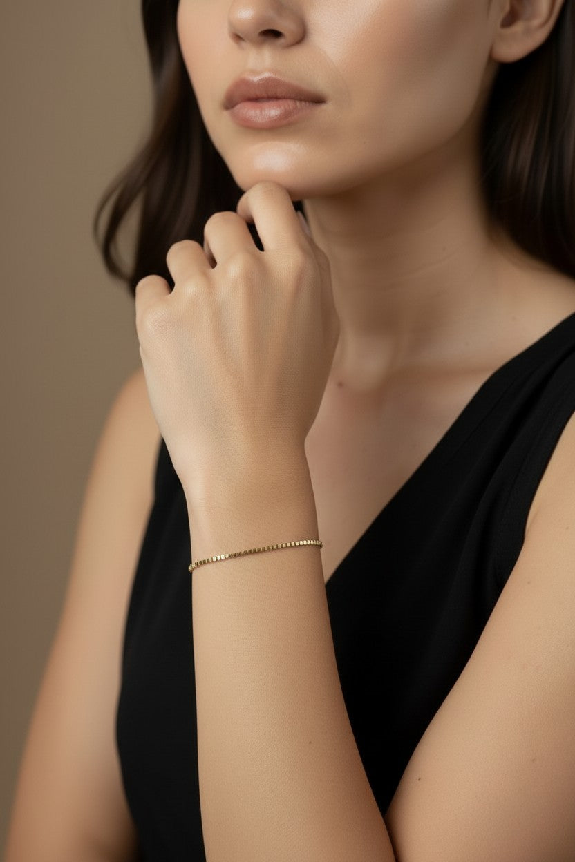 Chain Bracelet 2mm - Thick Chunky Gold Bracelet for Women
