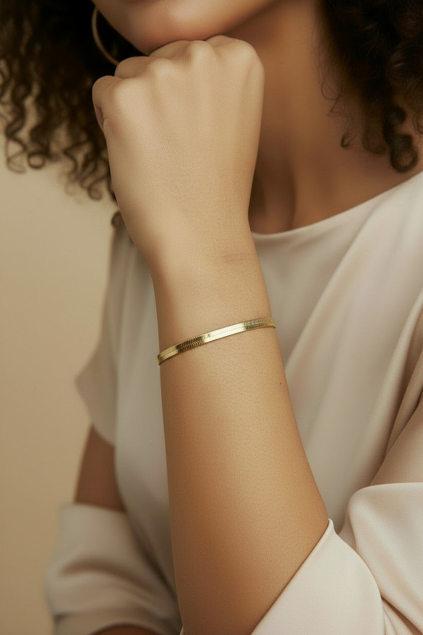 Herringbone Bracelet for Women - 4mm Thick Chain Jewelry