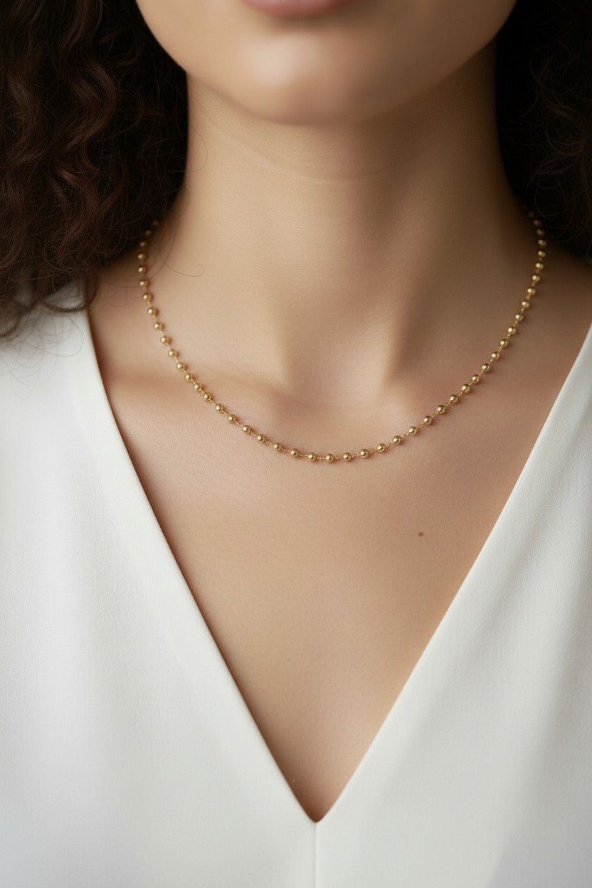 ✨ 18k Gold Filled Faceted Beaded Necklace — Subtle Shimmer, Endlessly Worn