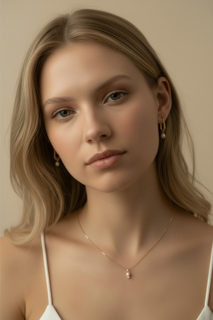 ✨ 18k Gold Filled Pearl &amp; Crystal Pendant Necklace — Timeless Softness. Modern Sparkle. Perfect Together.