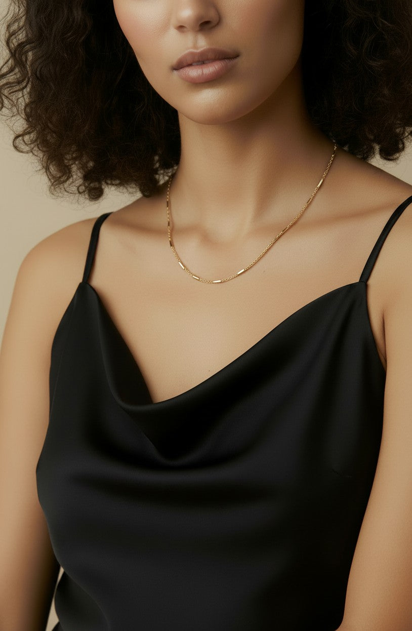 18k Gold Filled Mini Tube Chain Necklace