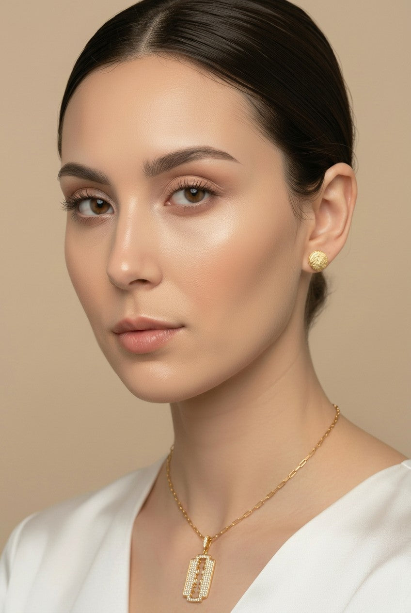⚡ 18k Gold Filled Pavé CZ Double Blade Pendant — Two Points. Full Crystal Coverage. The Most Directional Pendant.