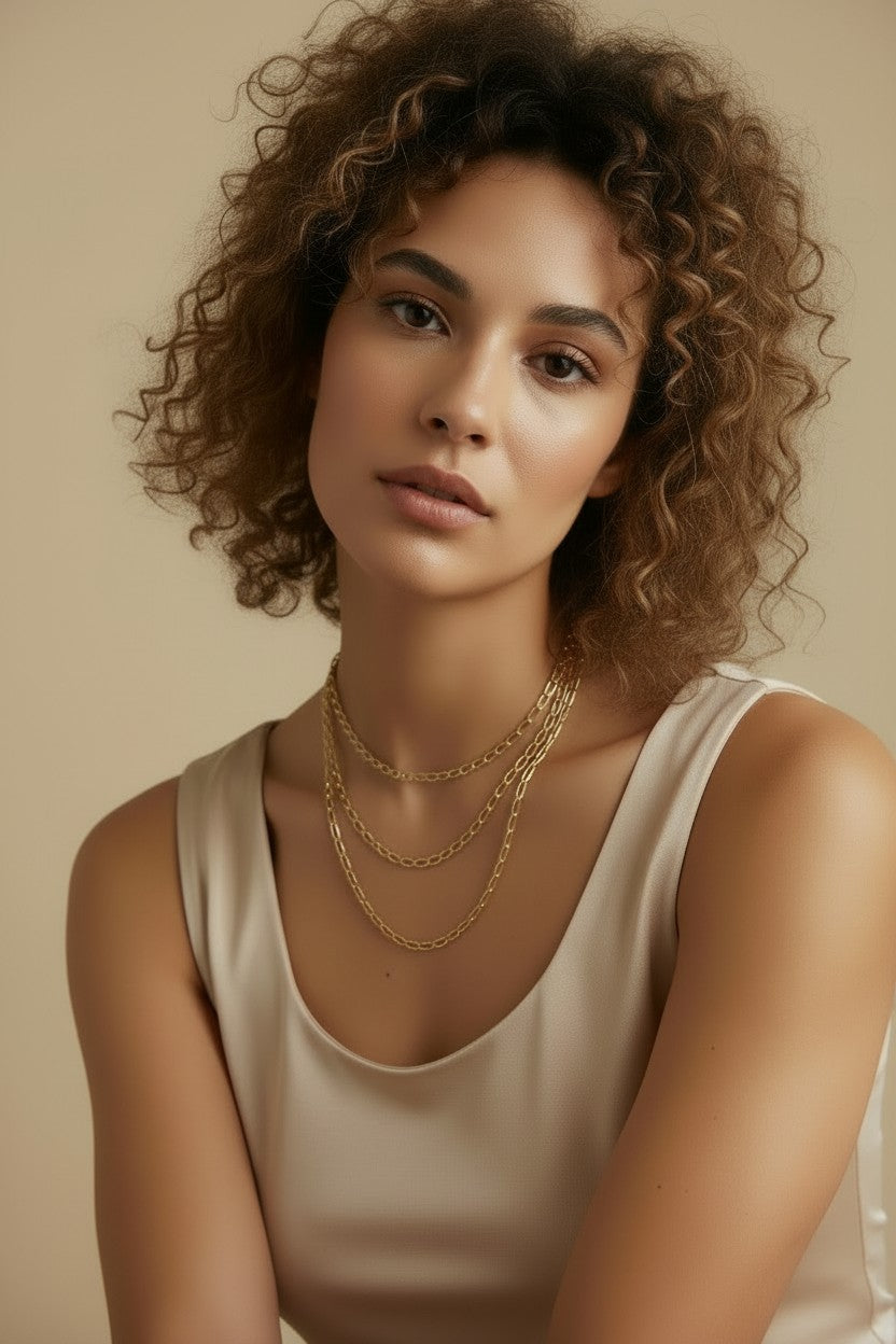 ✨ 18k Gold Filled Twist Link Chain Necklace — A Subtle Spiral in Every Link. Four Lengths.