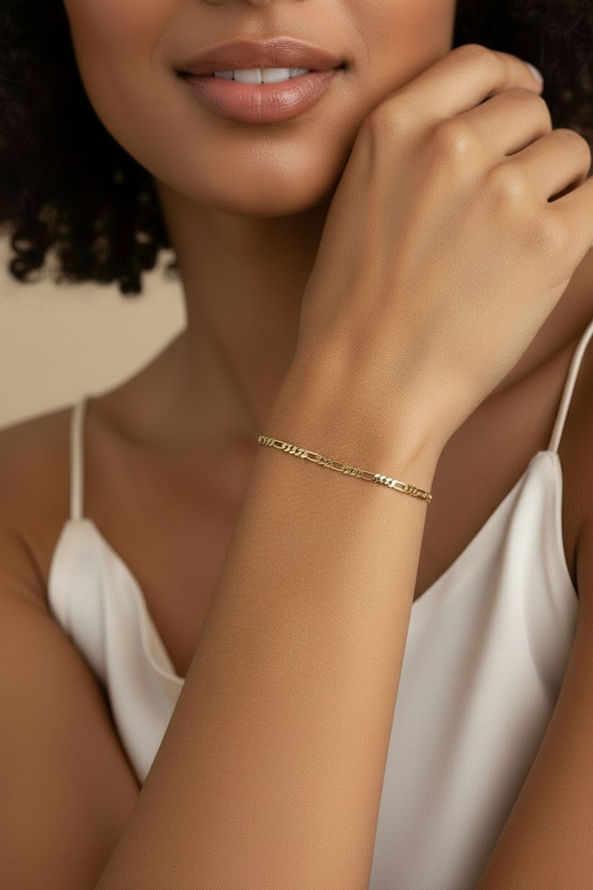 Figaro Chain Bracelet - Classic Women's Gold Bracelet