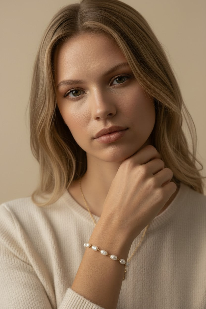 🤍 18k Gold Filled Baroque Pearl Bracelet — Each Pearl Its Own Moment. The Wrist, Considered