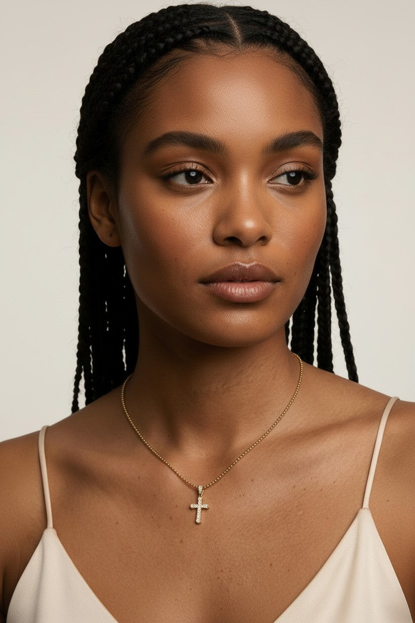 ✝️ 18k Gold Filled Pavé CZ Cross Necklace — Faith in Every Stone. Tip to Tip.