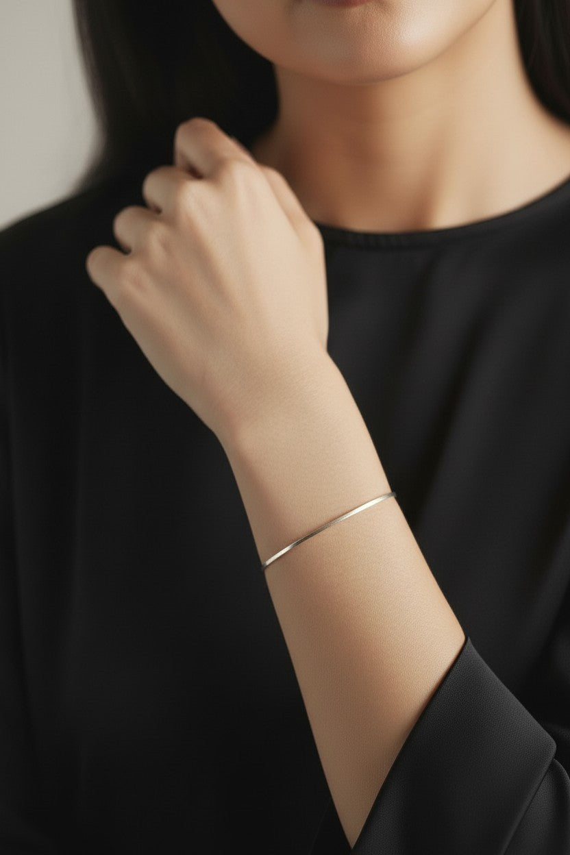 Sterling Silver Square Herringbone Bracelet — The Herringbone, Reimagined with an Edge