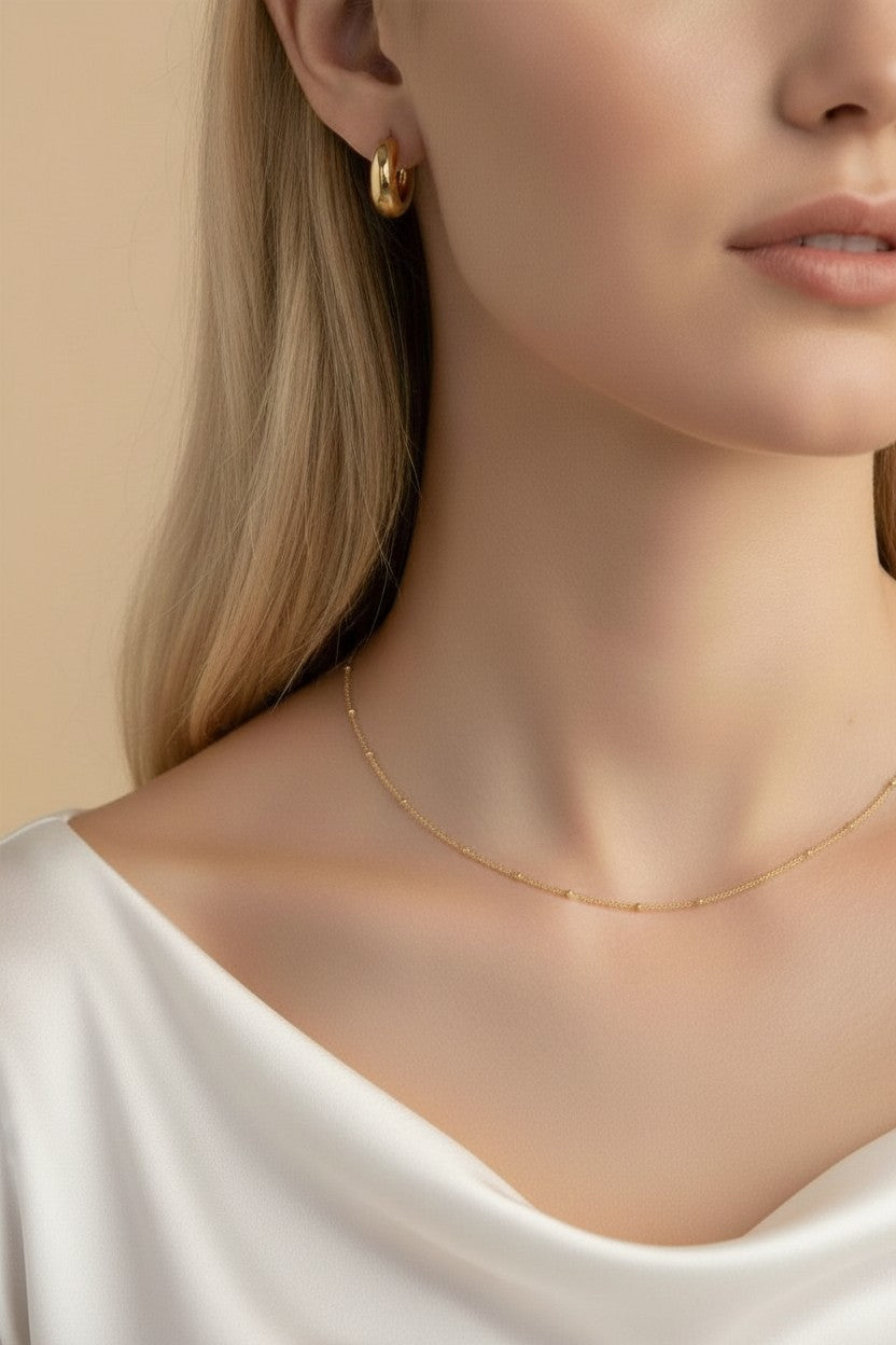 Satellite Chain Necklace - 1mm Thin Layering Chain for Women