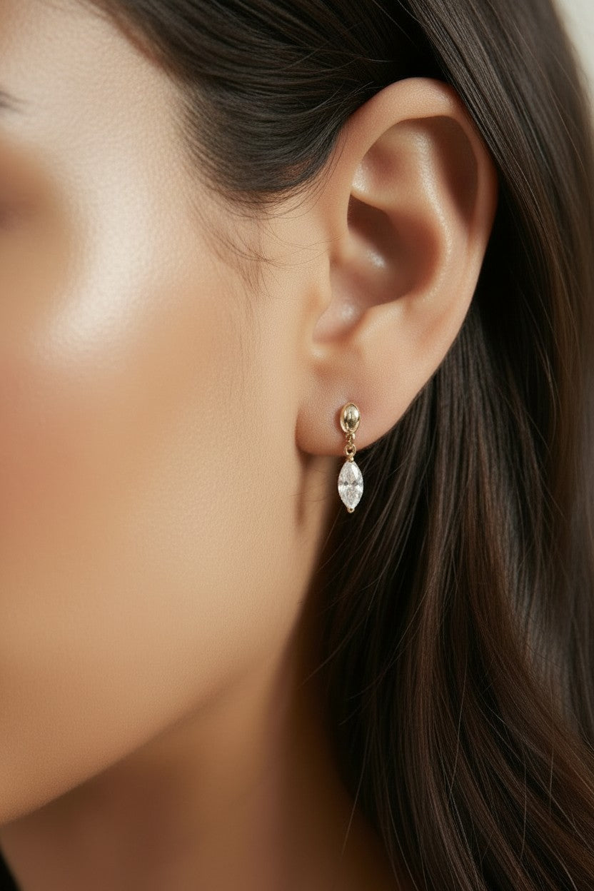 Marquise CZ Earrings - Sparkling Diamond-Look Studs for Women