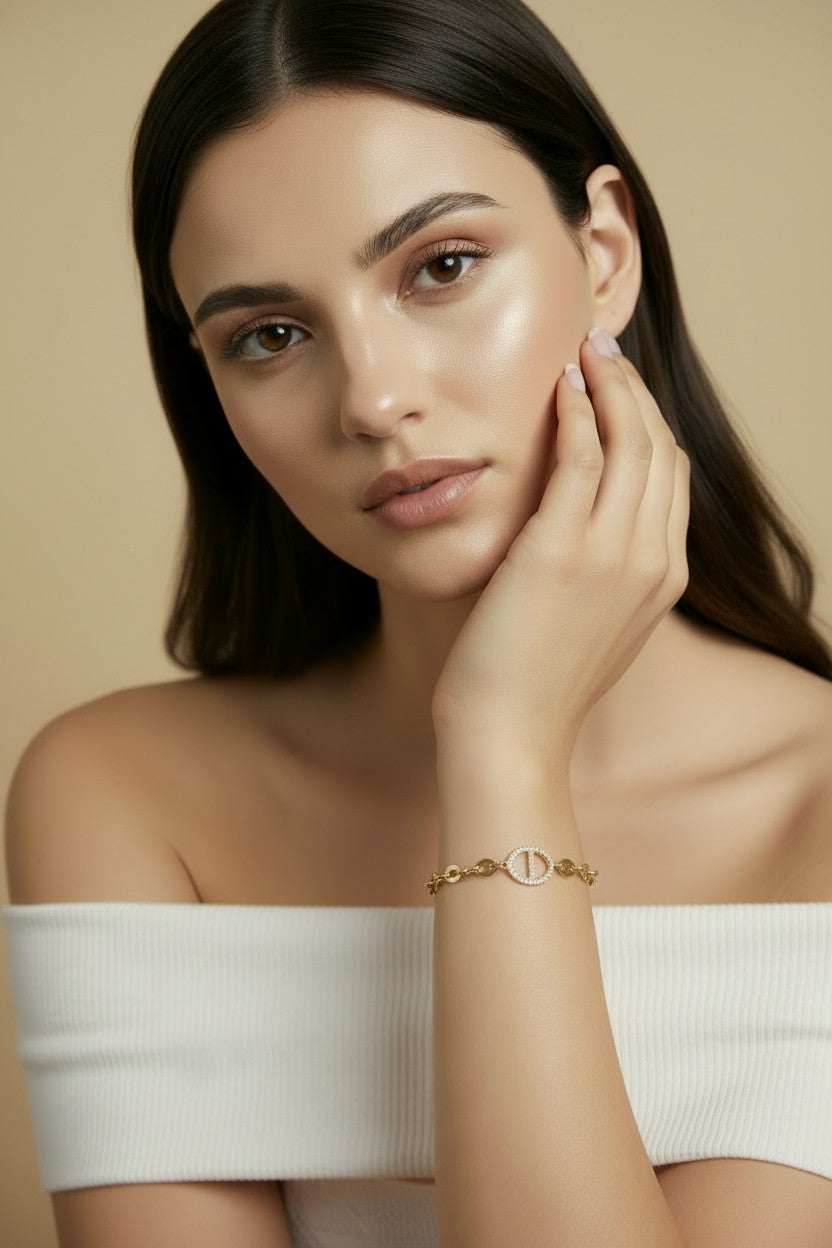18k Gold Filled CZ Mariner Bracelet — Nautical Boldness. Strategic Sparkle. Always Noticed.