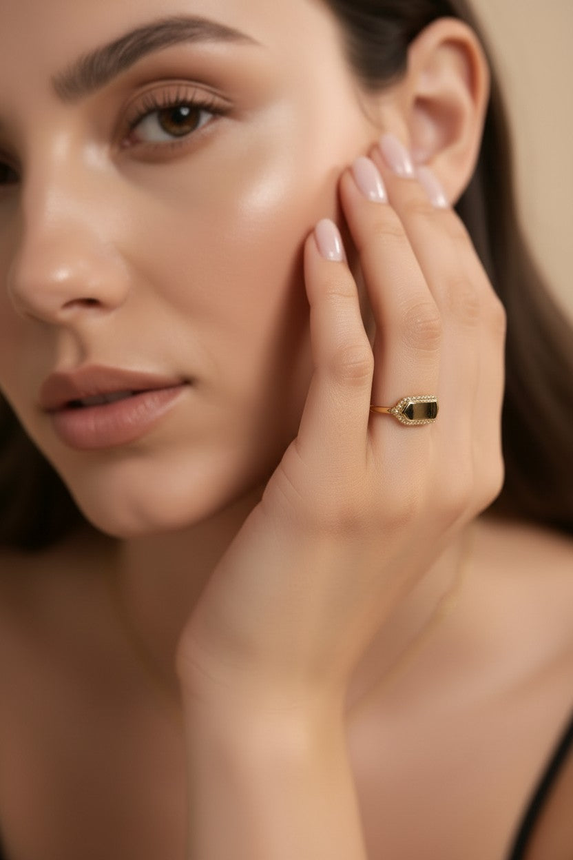 ✨ 18k Gold Filled Pointed Rectangle CZ Ring — The Geometric Statement Your Finger Has Been Waiting For