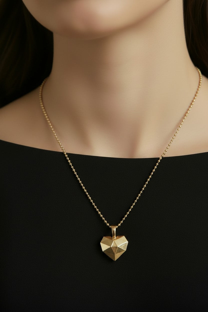 💛 18k Gold Filled Faceted Heart Pendant — The Heart That Catches the Light From Every Angle.