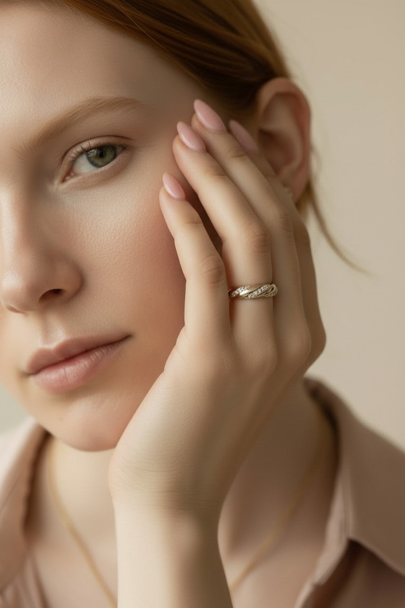 ✨ 18k Gold Filled CZ Ribbon Ring — The Band That Wraps the Finger in Something Beautiful