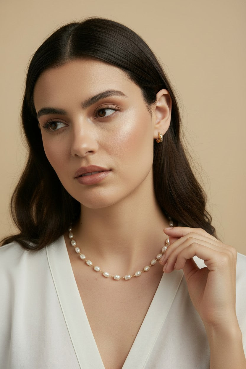 🤍 18k Gold Filled Baroque Pearl Necklace — Smaller Pearls. The Same Considered Rhythm. Closer Still.
