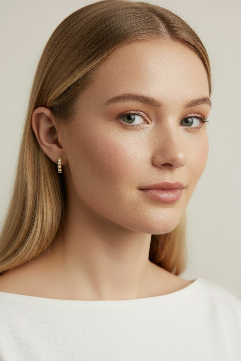 18k Gold Filled Freshwater Pearl Hoop Earrings — Nature Made It. Gold Frames It. You Wear It.