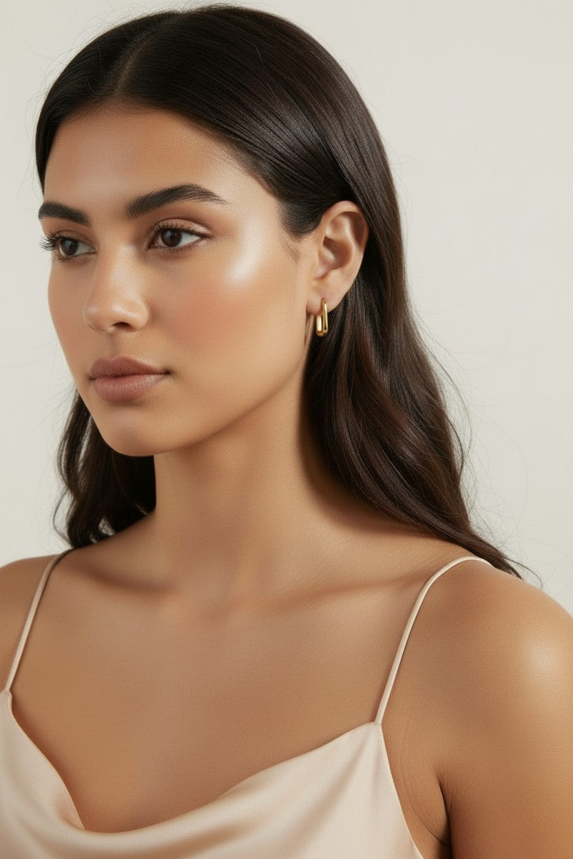 Oblong Hoop Earrings - Modern Minimalist Earrings for Women
