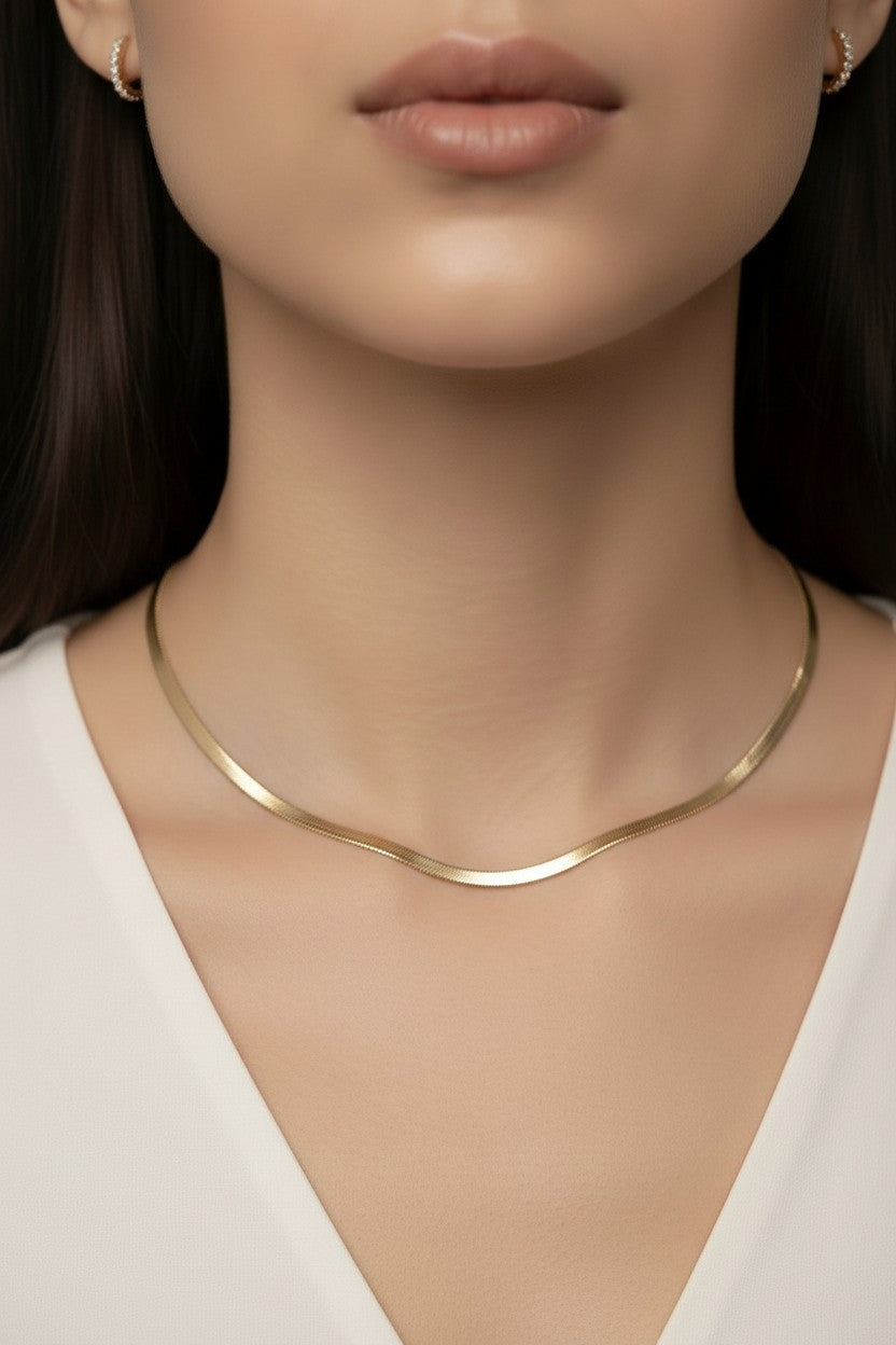 Luxurious Herringbone Chain Necklace - Thick 3mm Statement Jewelry for Women