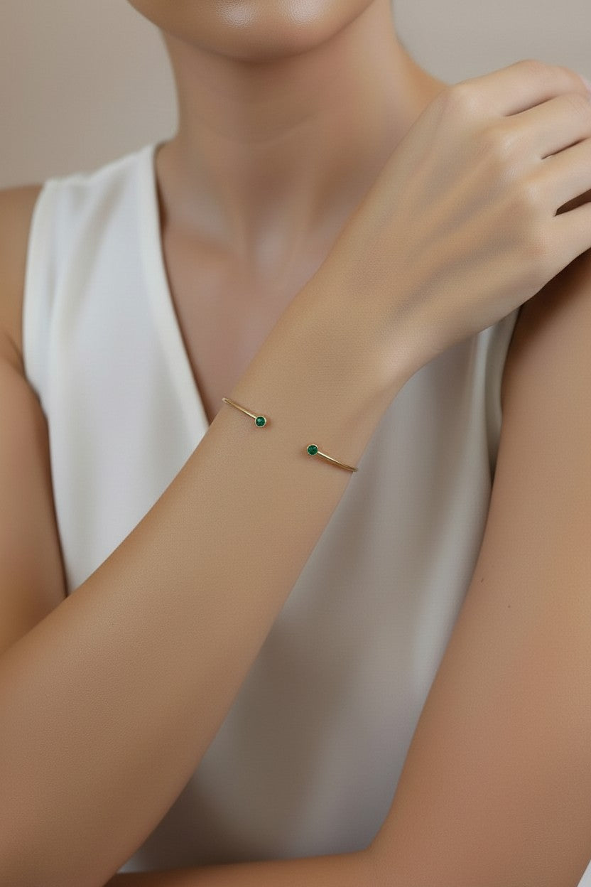 Open CZ Cuff Bracelet - Adjustable Statement Bracelet for Women