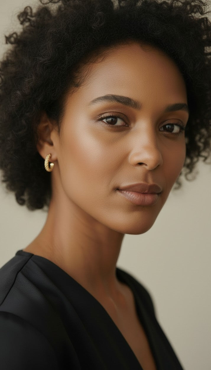 18k Gold Filled Cluster Beads Semi Hoop Earrings