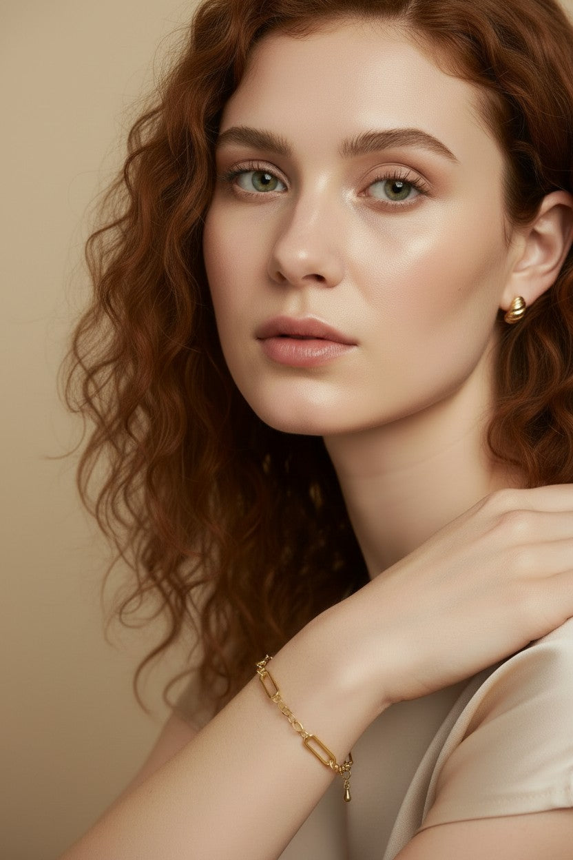 💛 18k Gold Filled Paperclip; Links Chain Bracelet — Two Textures, One Perfectly Balanced Wrist