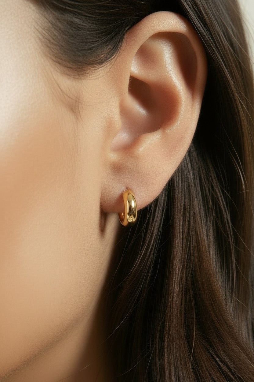 Chunky Huggie Hoop Earrings | Small Hoop Earrings for Women | Delicate Statement Hoops | Hypoallergenic Jewelry