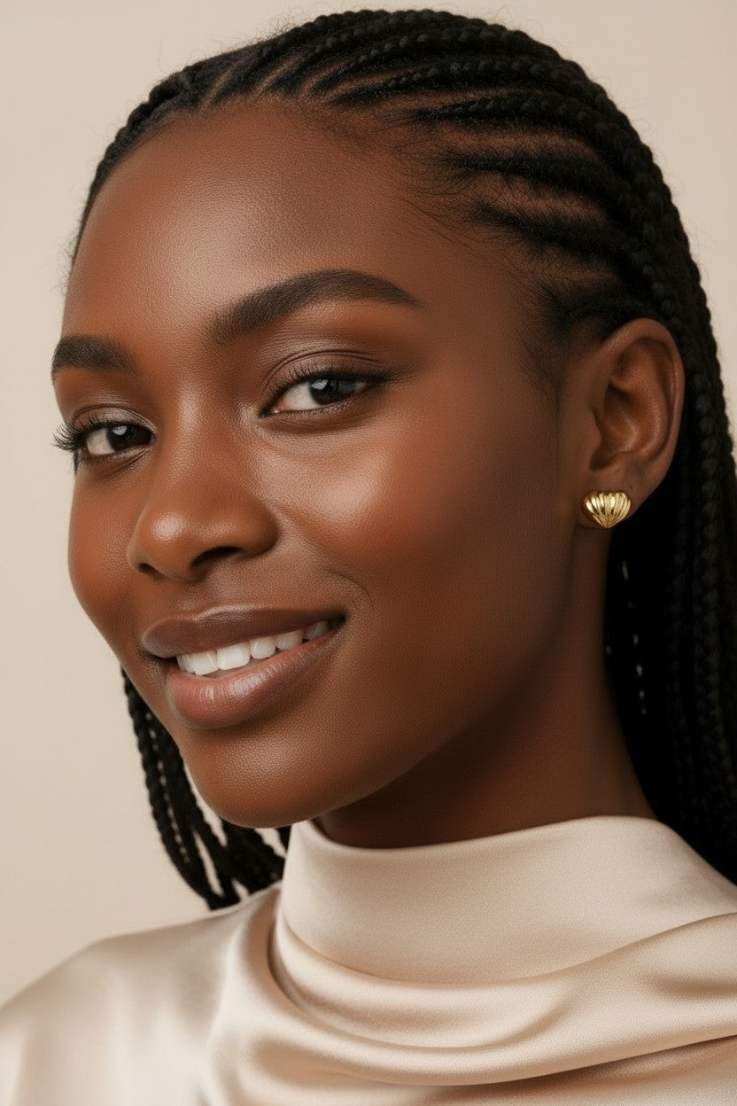 18k Gold Filled Puffy Heart Stud Earrings — Petite, Dimensional ; Endlessly Charming