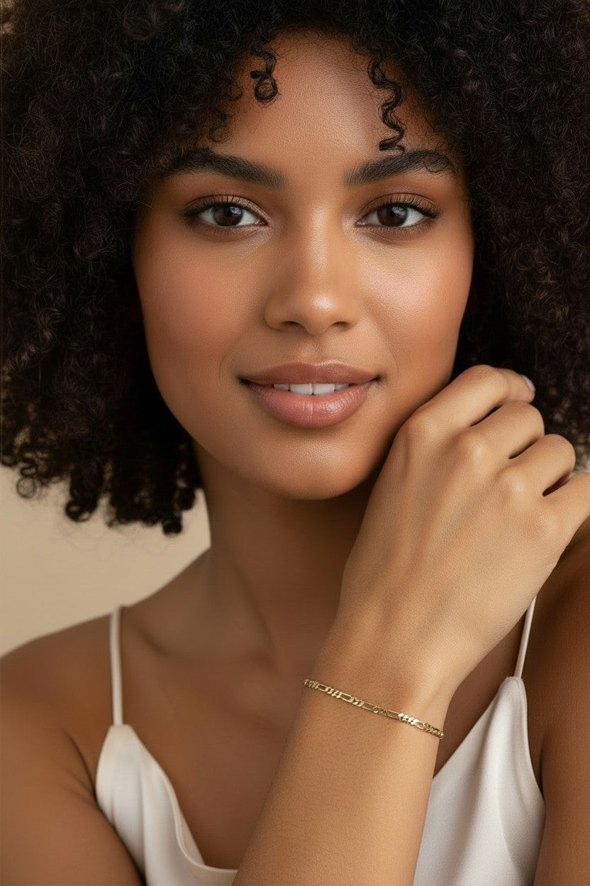 Figaro Chain Bracelet - Classic Women's Gold Bracelet