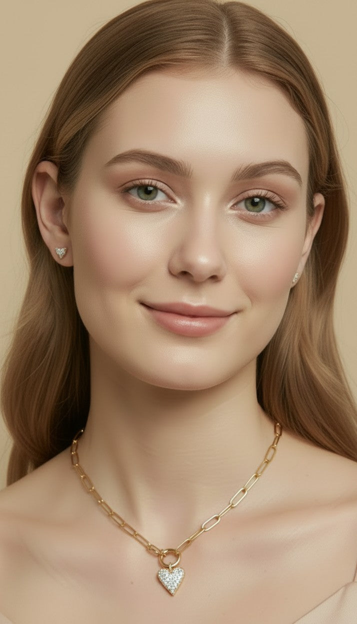 💖 18k Gold Filled Colored CZ Heart Pendant — Five Colors. One Pavé Heart. Hang It Anywhere.