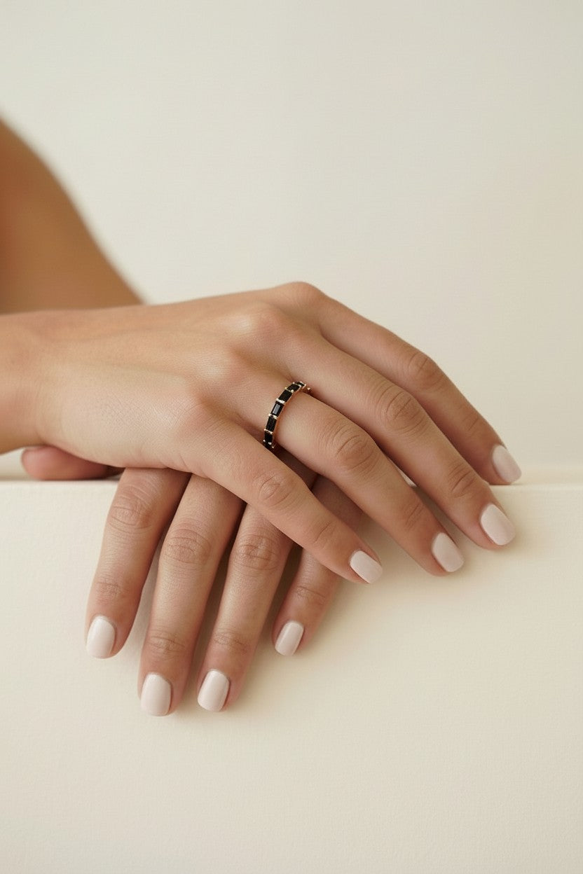 Baguette CZ Band Ring - Stackable Wedding Band