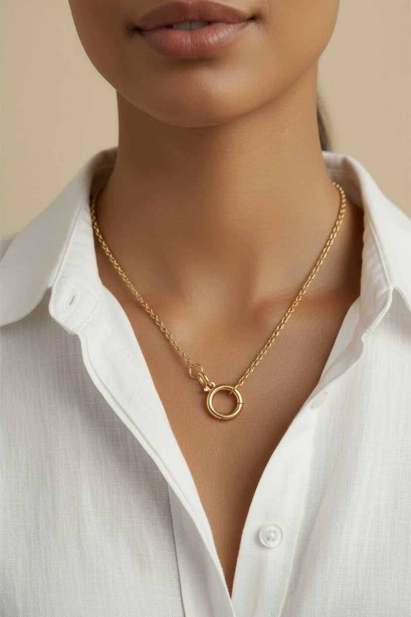 ✨ 18k Gold Filled Rolo Chain Necklace with Clicker Clasp — The Hardware Is the Statement