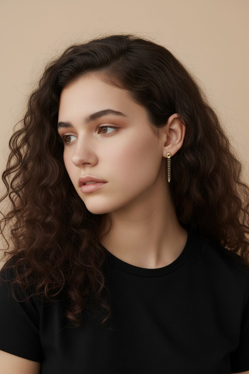 18k Gold Filled black CZ Spear Drop Earrings — Sharp, Sleek; Undeniably Modern