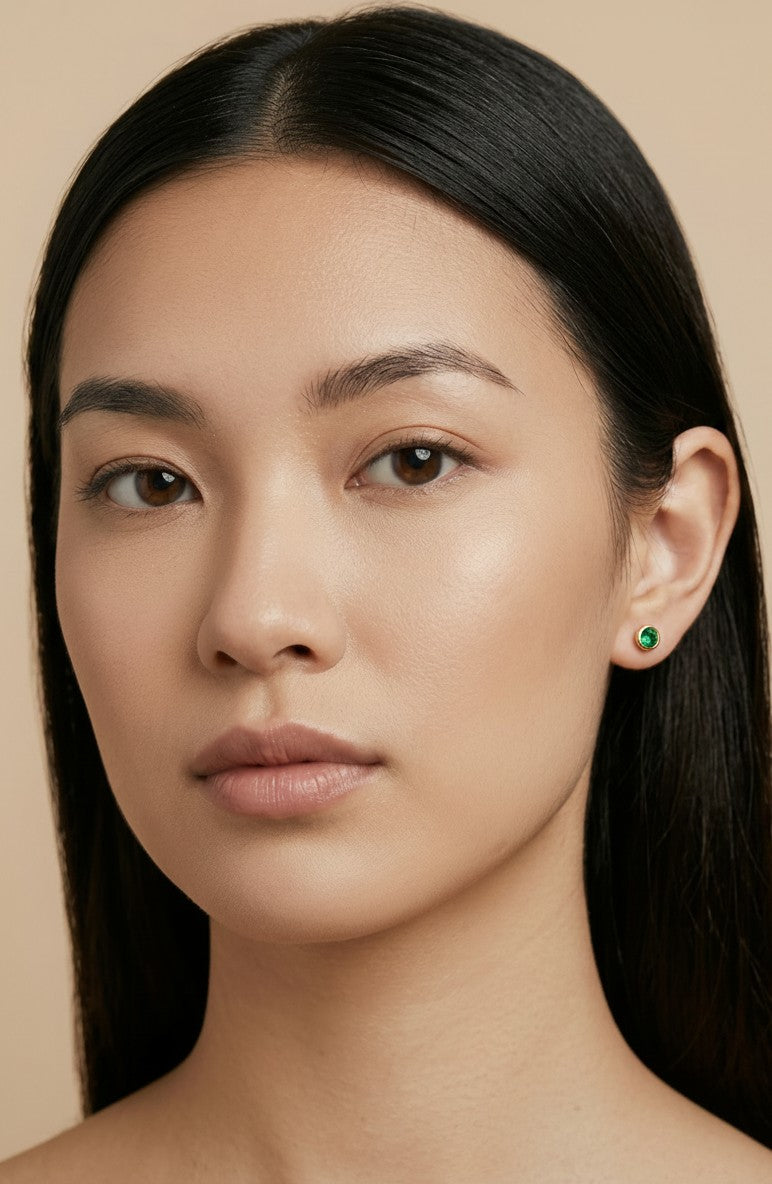 💎 18k Gold Filled Birthstone Bezel Stud Earrings — Your Month. 4mm. Perfect.