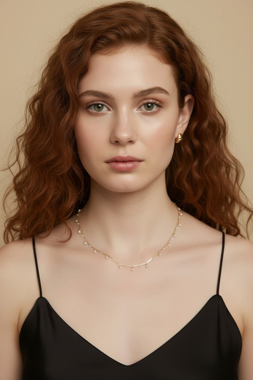 Sparkle Necklace - Dainty CZ Crystal Choker for Women | Adjustable Chain 18"-20" | Hypoallergenic Jewelry